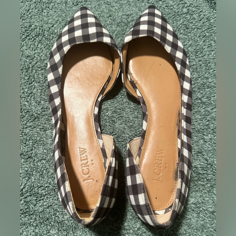 JCrew Gingham black and white flats